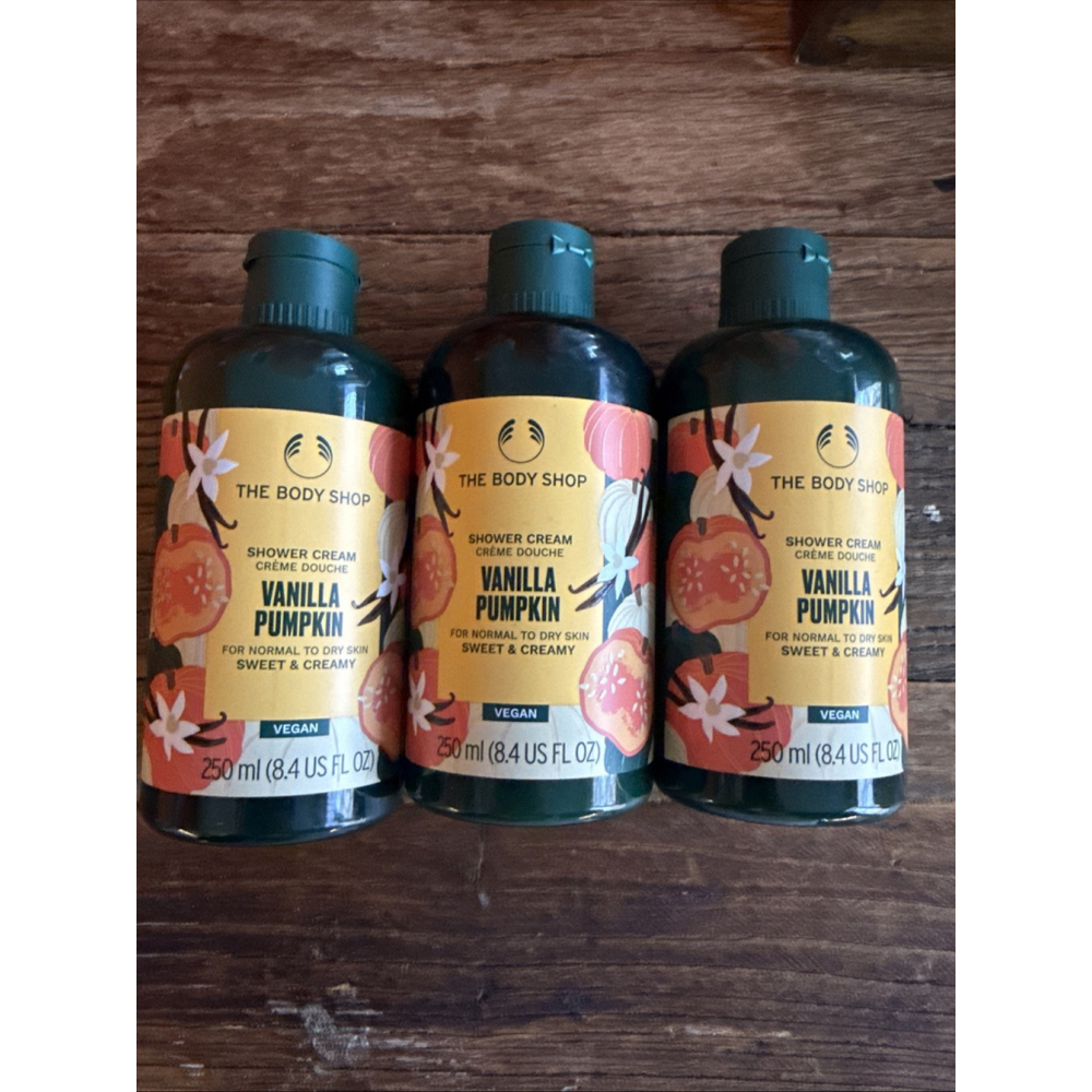 THE BODY SHOP‎ SHOWER CREAM VANILLA PUMPKIN NORMAL /DRY VEGAN 8.4 OZ. LOT OF (3)